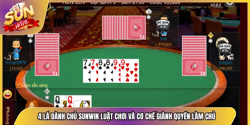 4 Lá Dành Chủ Sunwin Luật Chơi Và Cơ Chế Giành Quyền Làm Chủ
