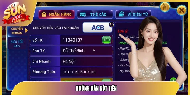 Hướng dẫn rút tiền